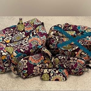 EUC Vera Bradley Plum Crazy Travel Set, Weekender NOT included